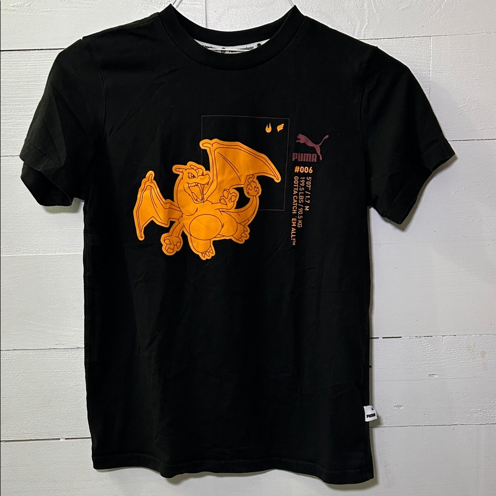 Puma x Pokemon Kid’s Short Sleeve Tee with Orange Charizard  Youth Large